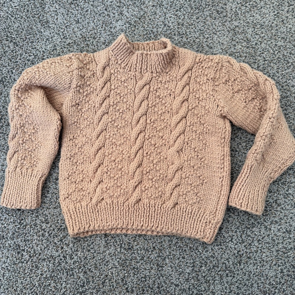 New Handmade Baby Cable Knit Brown Sweater 24 Months
